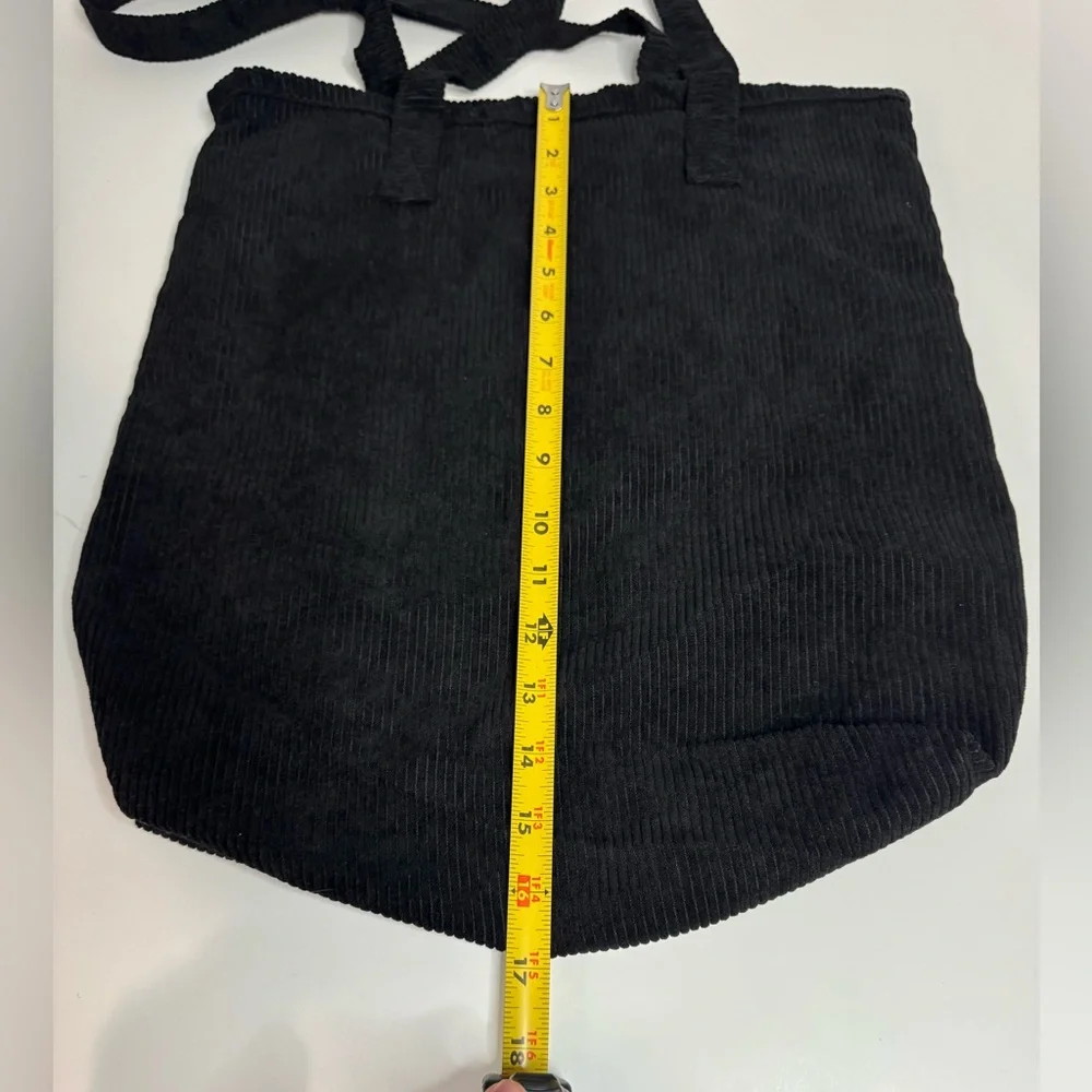 Dikotomy Black Corduroy Large Shoulder Tote Bag Oversized Everyday Carryall NWT - Picture 6 of 7